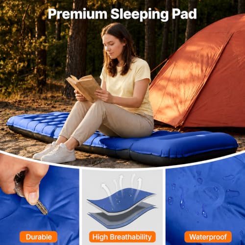 Image of OGERY Sleeping Pad, Ultralight Inflatable Sleeping Pad for Camping with Pillow Built-in Foot Pump, 6 inch Extra-Thick Reinforced Camping Mattress for Hiking, Backpacking, Tent
