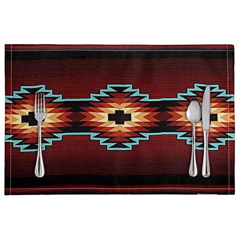 GLENLCWE Southwestern Native Aztec Print Placemats Set of 6 for Dinning Table Washable Table Mats Placemats Heat Resistant Cover