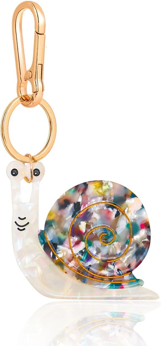 Cute Animal Bag Charm Keychain Set - 3 Designs (Snail, Snake, Worm) with Acrylic Charms & Gold Lobster Clasp