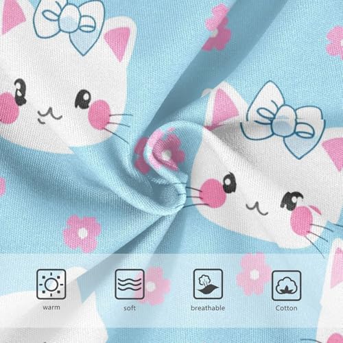 Cute White Cat Faces Light Blue Toddler Underwear Custom 2t Cotton Cute Panties Girl Florals Briefs Underpants3
