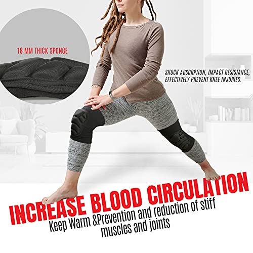 Protective Knee Pads Thick Sponge Volleyball Knee Pads Collision Avoidance Knee Sleeve Anti-Slip Breathable Sports Knee Brace For Football Basketball Running Dance (Black, Large) #TOP2