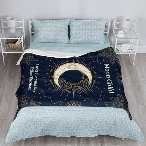 Couverture soleil automne contre les nuits fraîches plaid doux bleu marine 152,4 x 203,2