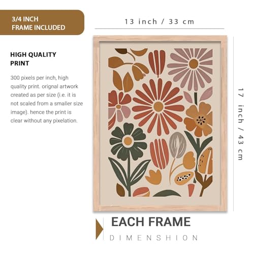 Image of HOTHOUSE Boho Painting Wall Art Home Decoration Paintings With Frame For Living Room Bed Room Hotel Wall Decor Digital Reprint Set of 3 (13X17 inch)