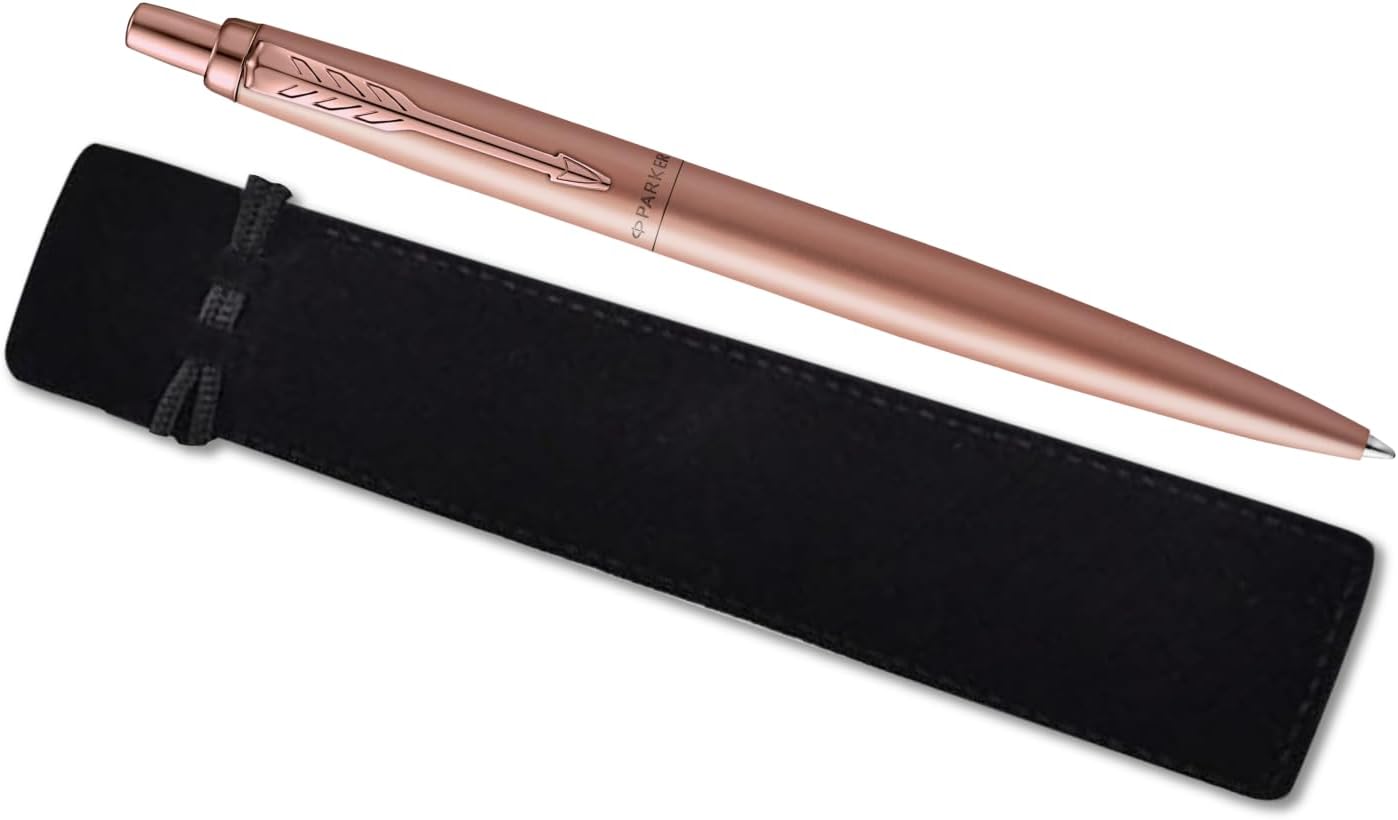 Parker Jotter Stainless Steel personalised parker pen engraved In Classy Gift Bag Ideal Valentine's day, Birthday or Mothers Day Gift Perfect For Men & Women With Laser Engraving (Rose Gold)