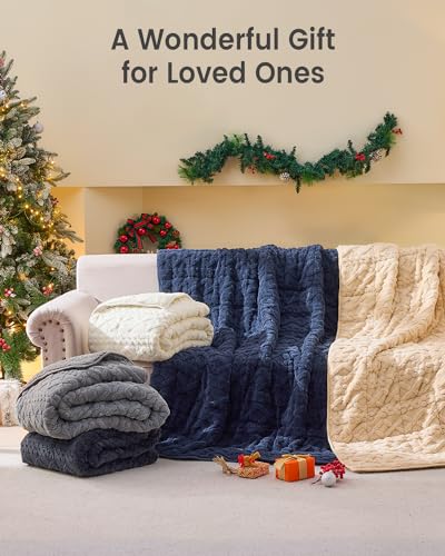 immtree Cobertor pesado para adultos, tamanho solteiro 6,8 kg, cobertores de lã de ovelha felpudos e