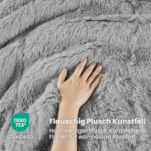 Sacebeleu Kissenbezug 40x80cm 2er Set Plüsch Biber Flanell Flauschig Zierkissenbezug Kissenhülle Doppelpack Grau Hellgrau Winter… – Ansicht 4