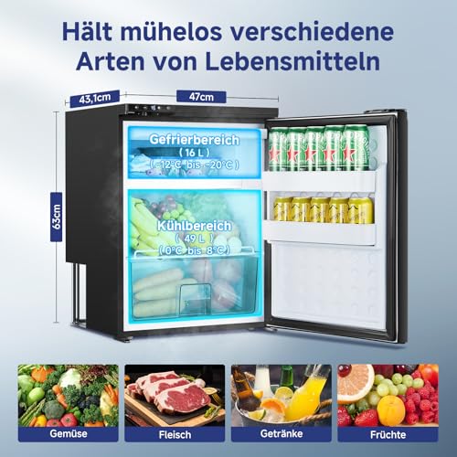 AOBOsi Kühlbox Kompressor 12/24V DC LED-Leuchten -20°C Kühlbox Auto LKW Boot Reise