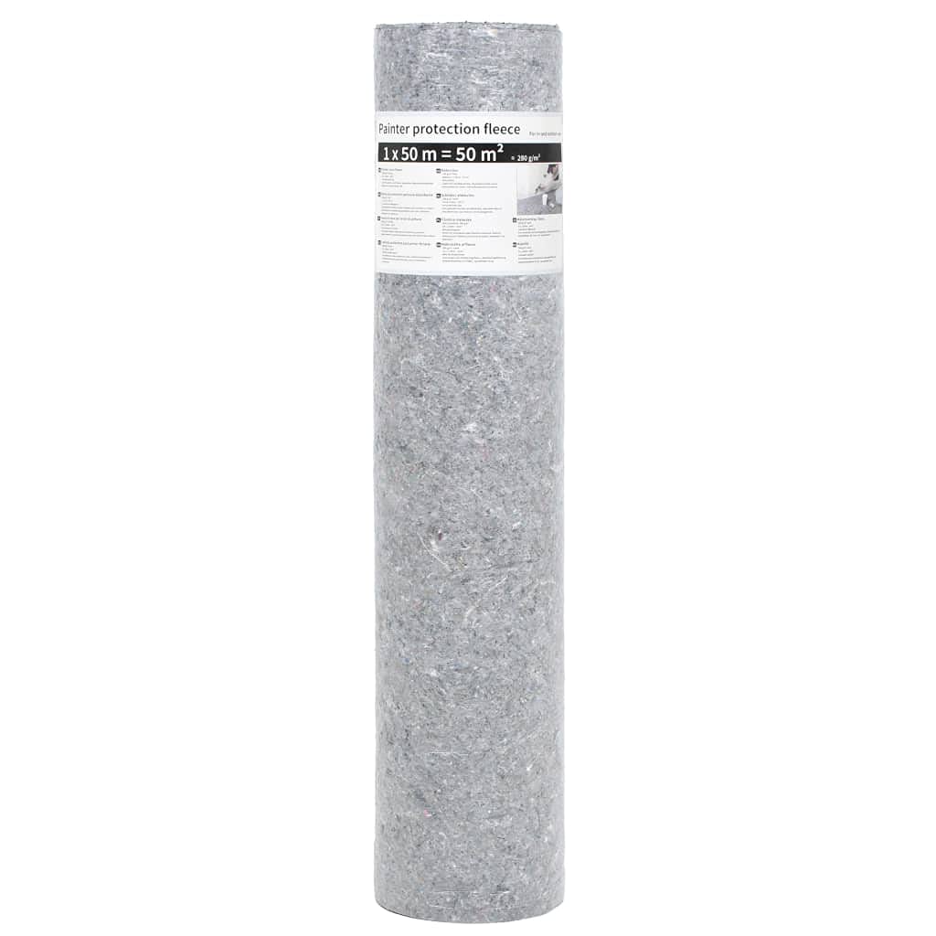vidaXL Filcowa mata malarska, antypoślizgowa, 50 m, 280 g/m², szara