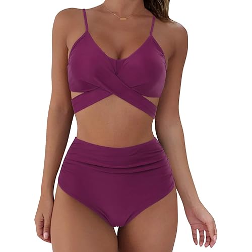 SUUKSESS Women Wrap Bikini Set Push Up High Waisted 2 Piece Swimsuits