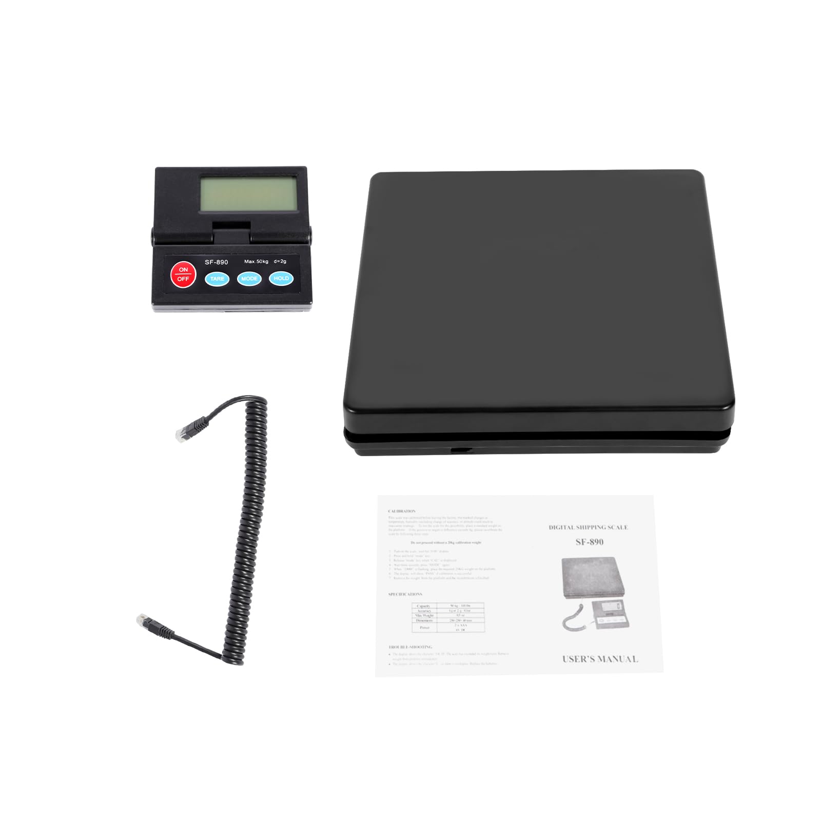 Pakketweegschaal tot 50 kg, 1 g of 2 g nauwkeurigheid, digitale keukenweegschaal, elektronische weegschaal, brievenweegschaal, precisieweegschaal, lcd-verlichte display, digitale weegschaal