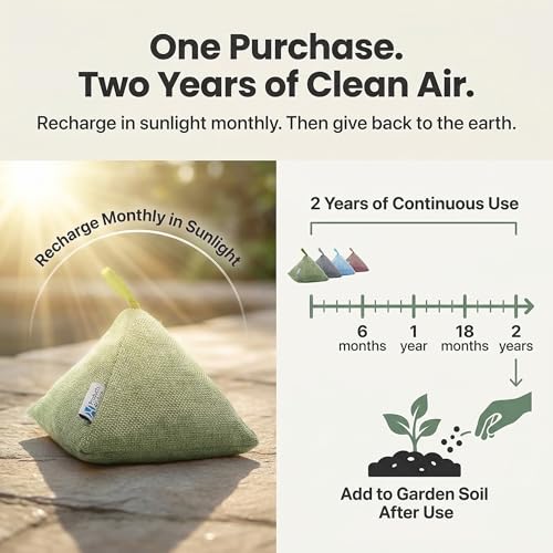 Image of 4 pack Naturally Activated Bamboo Charcoal Air Purifying Bags | Natural Home Deodorizer Bag | Charcoal Bag Odor Absorber For Pets | Odor Eliminator & Moisture Absorber Air Freshener Bag (100g Pyramid)