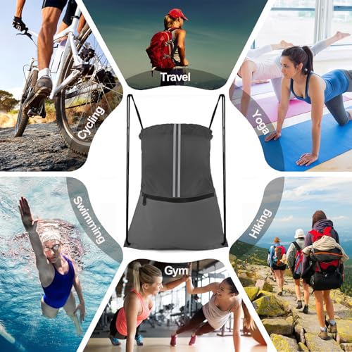 Image of Drawstring Backpack Large Sports Draw String Bag for Men and Women (Urban Gray)