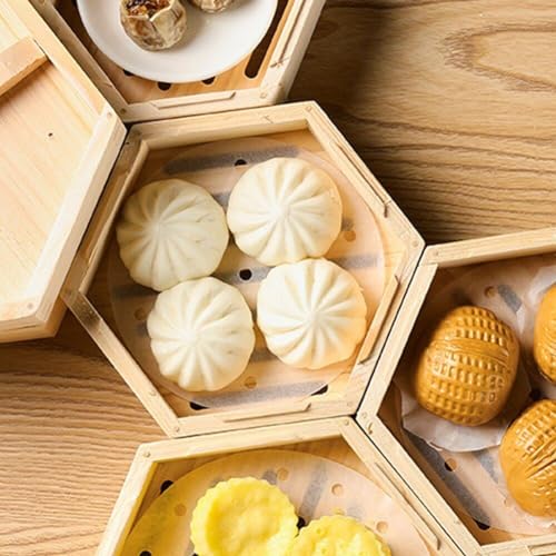 Cuiseur vapeur en bois cantonais hexagonal pour dim sum et restaurant - 4