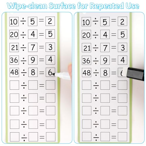 PEASUG Multiplication and Division Flash Cards 30 Pcs, 0-12 Math Flash Cards with 4 Dry Erase Pens 2 Rings, Educational Time Table Flash Cards for 1st-3rd Graders Multiplication Game - Image 5
