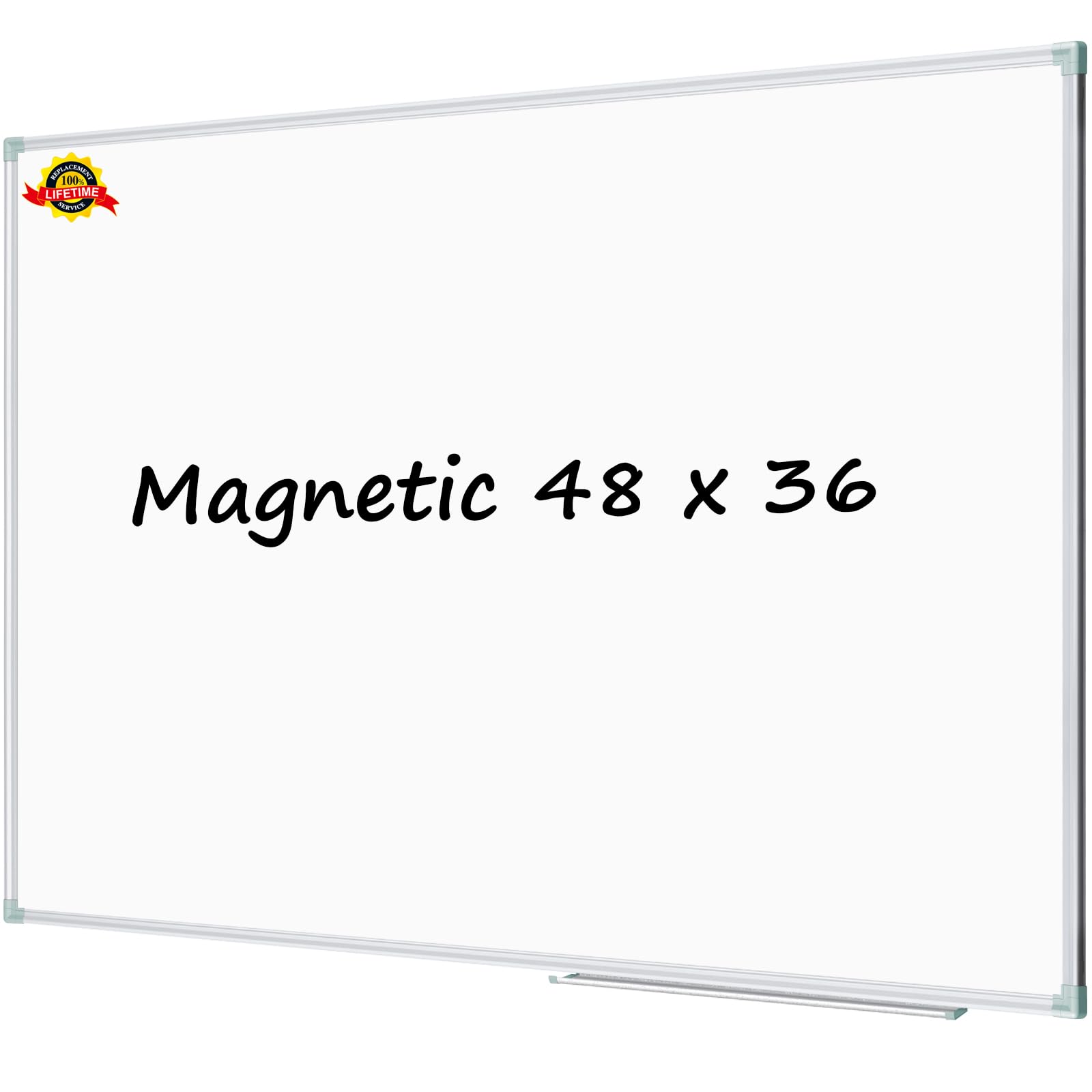 Lockways White Board 48 x 36 Inch | Magnetic Dry Erase Board, Silver Aluminium Frame