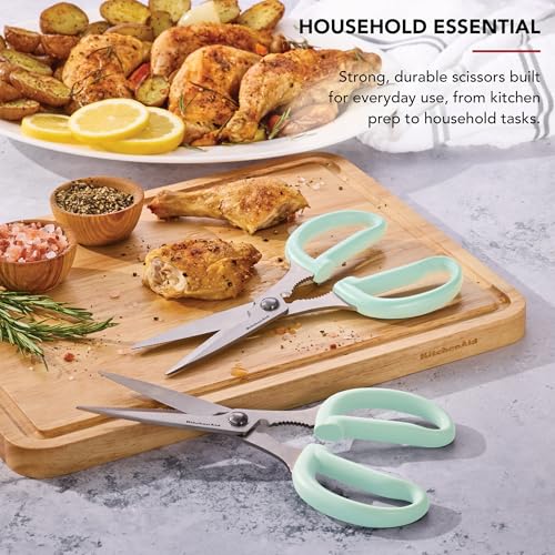 Image of KitchenAid Classic 2-Piece Multipurpose Kitchen Shear Set with Blade Sheath - Spearmint, Herb Stripper, Poultry Shears, Pizza Cutter, Nutcracker