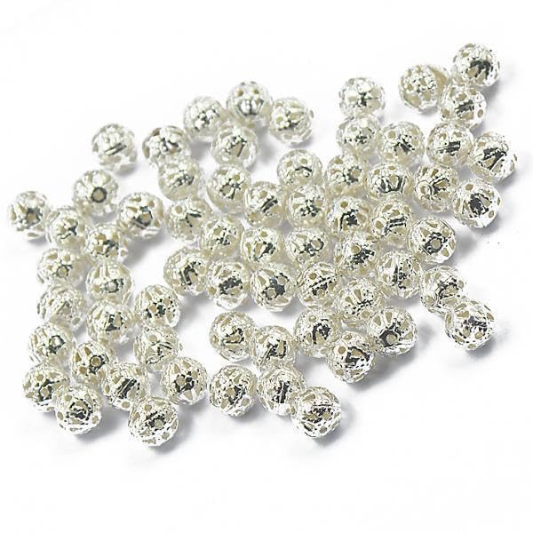 SNAPPSY 5x100pcs 6 mm Round Metal Spacer Beads Jewelry DIY Loose Charms Silver White-image-38