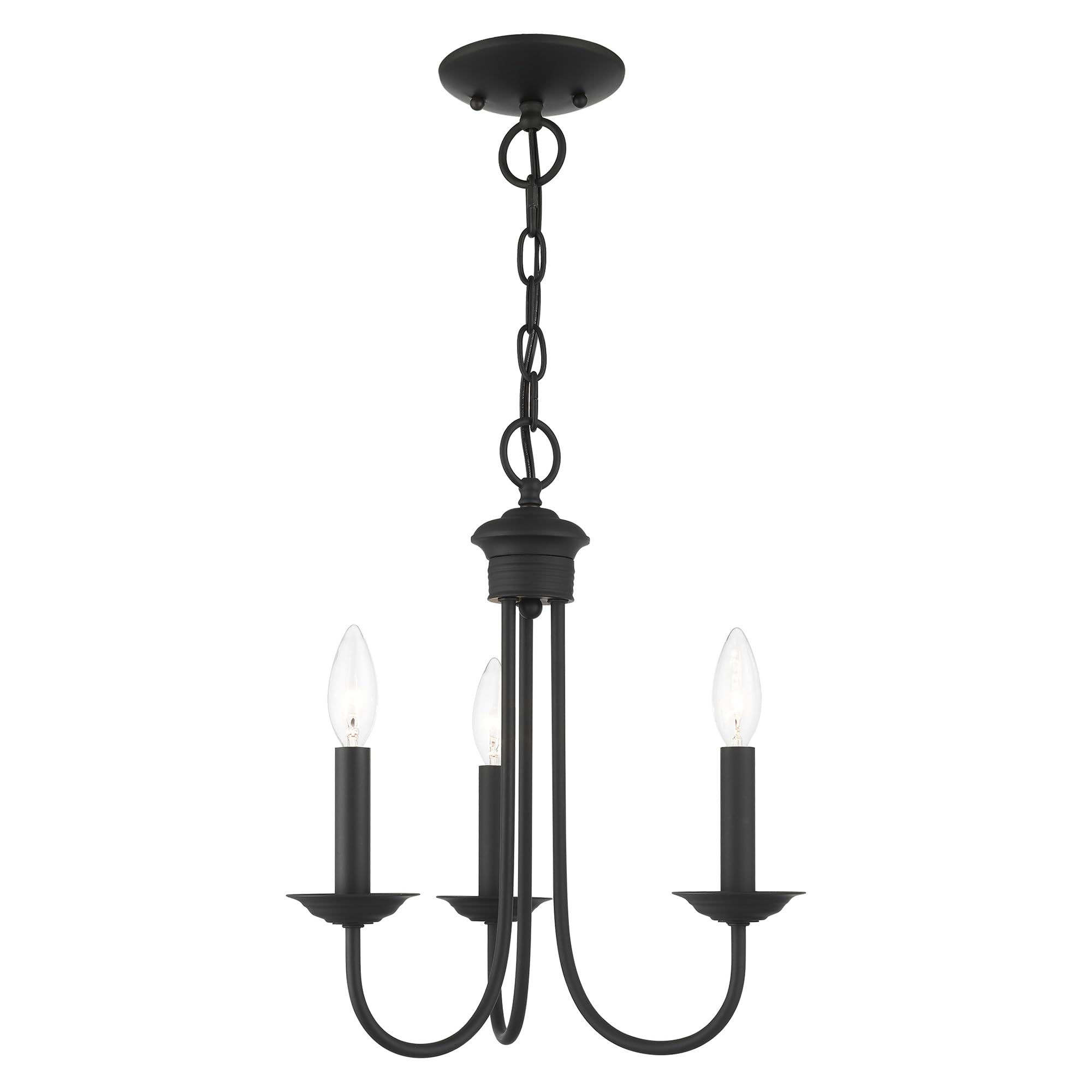 Livex Lighting 42683-04 Steel 3 Light Chandelier for Home Decor, 1 Black Ceiling Light Fixture, Perfect for Living Room or Bedroom Decor