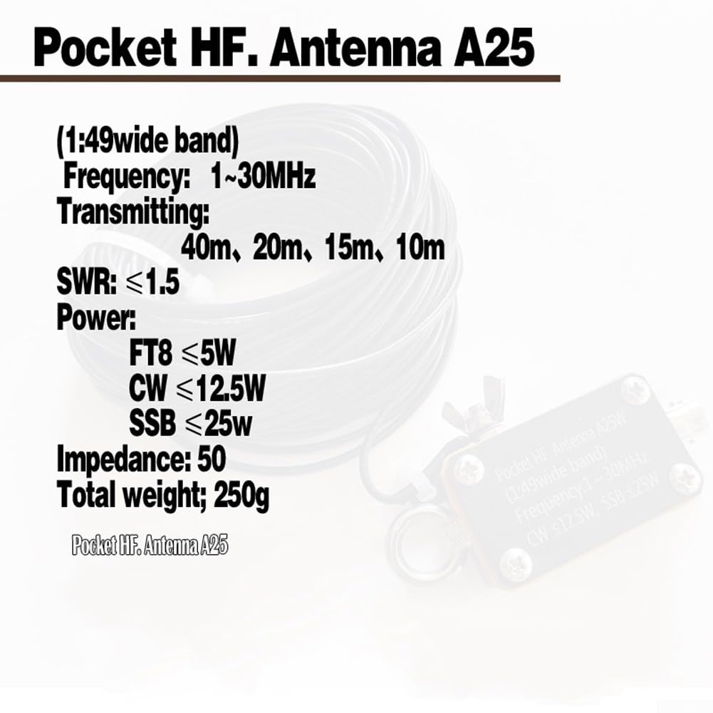 Zoegneer EFHW Antenna HF portatile 1-30 MHz a banda larga End-Fed Wire Antenna con connettore BNC per radio amatoriale comunicazione a onde corte
