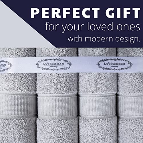 La Hammam 6 Piece Towel Set - 2 Bath Towels, 2 Hand Towels, 2 Washcloths For Bathroom, College Dorm, Kitchen, Shower, Pool, Hotel, Gym & Spa | Soft & Absorbent Turkish Cotton Towel Sets - Light Grey #TOP2