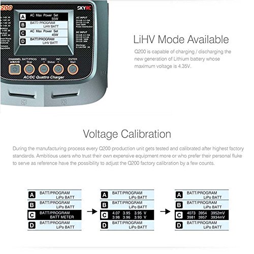 SKYRC Q200 AC/DC Quattro LiPo Battery Balance Charger, Quad x4 RC