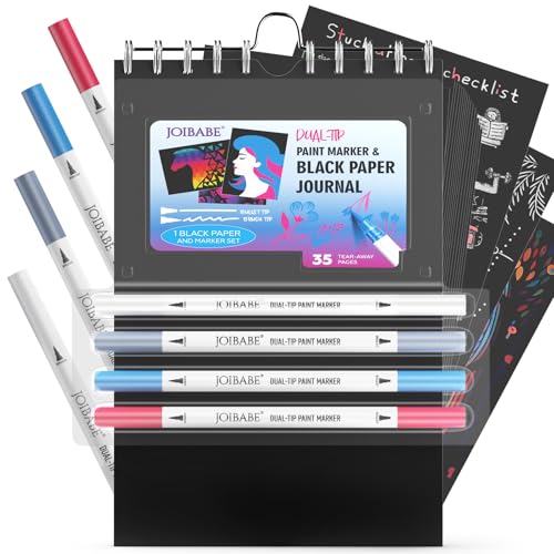 Black Paper Sketchbook Set with Dual-tip Markers