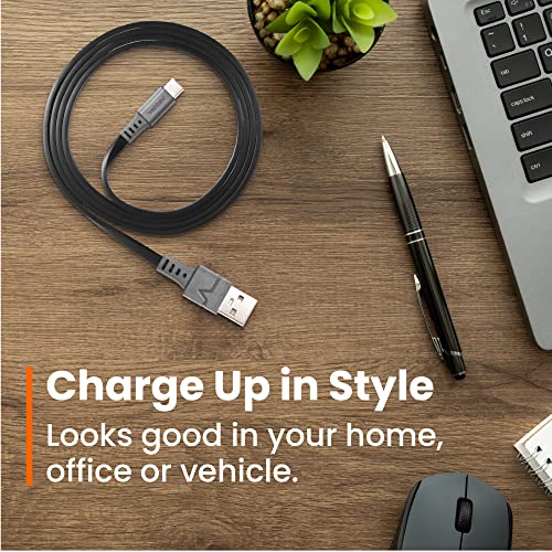 Ventev Flat 3 Ft Android Charger Cable Type C | Fast Charging Usb A To Usb C Cable | Flat Cable Design Compatible With Usb C Car Charger, Small Portable Charger | Lasts Up To 35X Longer, Black #TOP2