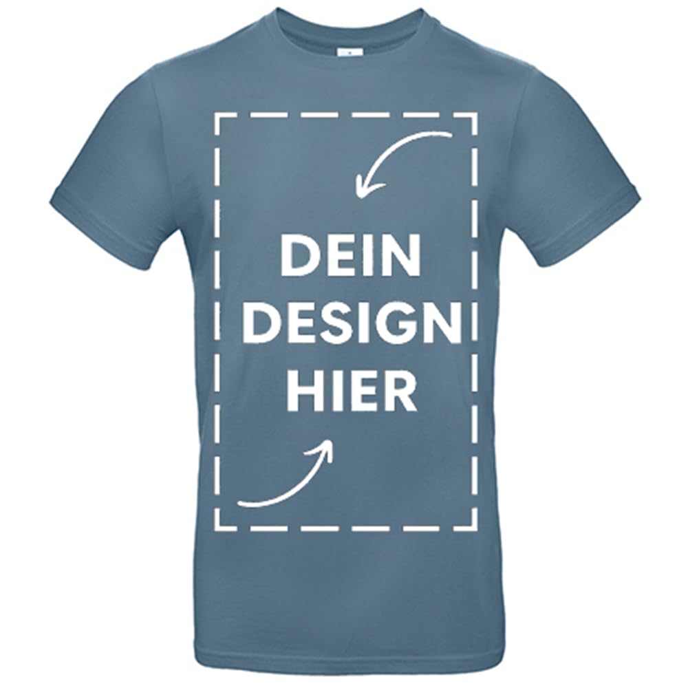 Individuelles T-Shirt mit Ihrem Bild und Text_ Stone Blue 3XL