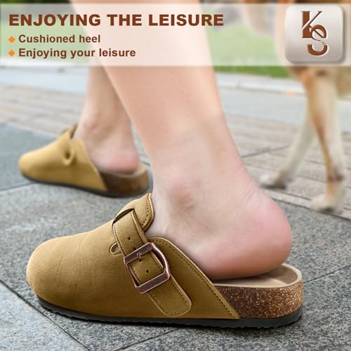 Image of KEMISANT Men Clogs-Comfortable Suede Mules Slippers Sandals Nurse Potato Shoes Unisex-Cushioned Cork-Footbed