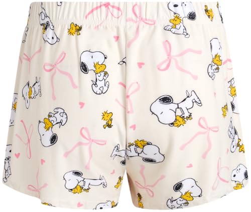 Image of COCO BRANDS Peanuts Snoopy Womens Pajama Set - 2 Piece Short Sleeve Button Down Sleep Shirt and Pajama Shorts