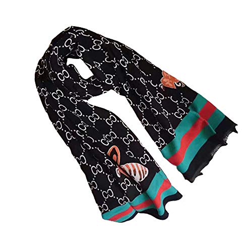 2019 bufanda de doble cara para mujer, chal de acrílico cálido para invierno con estampado de abeja Negro Negro (Talla única