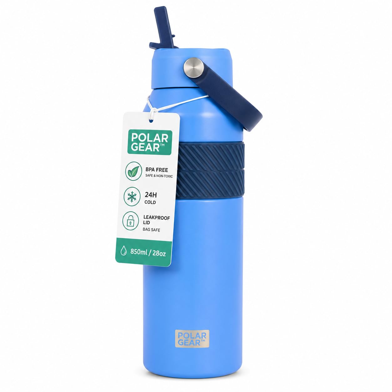 Polar Gear 850m Insulated Water Bottle with Flip Straw Double Wall - Blue