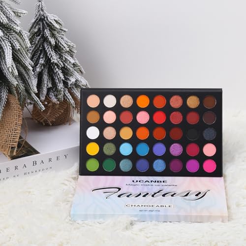 UCANBE Highly Pigmented Eye Makeup Palette, Matte Shimmer Metallic Eyeshadow Pallet Long Lasting Blendable Natural Colors Make Up Eye Shadows Cosmetics Gift Kit