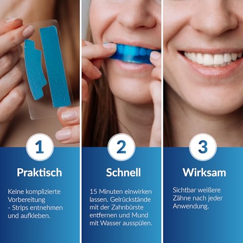 Perlweiss Power Whitening Strips zur Zahnaufhellung - zahnschmelzschonendes Bleaching für weisse Zähne - Teeth Whitening Kit für Zuhause - Zahnverfärbungen entfernen & aufhellen, 10 Strips