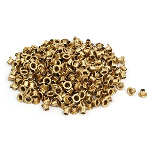 Sourcingmap 500pcs M3 x 3mm Brass Plated Metal Hollow Eyelets Rivets Gold Tone