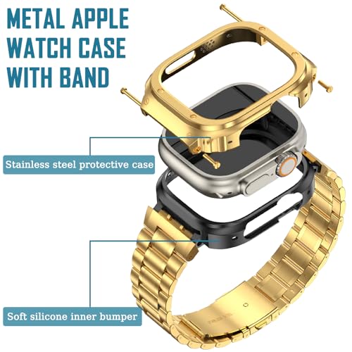 Image of MioHHR Stainless Steel Band with Case for Apple Watch Bands Ultra 3 /2 /1