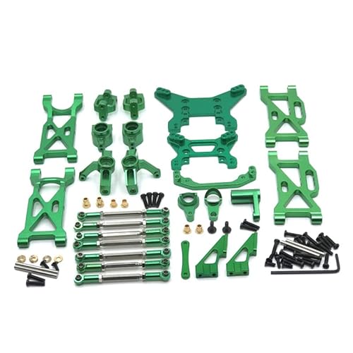 Sviekkpd 11Pcs Upgrade Metal Parts, Front Steering Cup, Rear Wheel Cup, C-Seat, Pull Rod, Swing Arm Metal Fittings Chassis Kit Set For Wltoys 1/10 104001 Rc Car Parts (Green) #TOP8