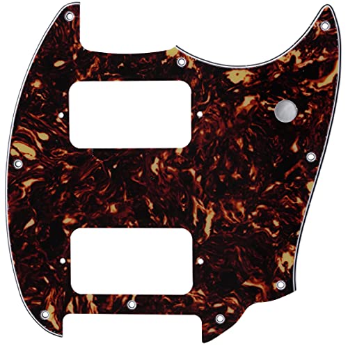 Image of Musiclily Pro 9 Holes Round Corner HH Guitar Pickguard 2 Humbuckers for Squier Bullet Series Mustang Electric Guitar, 4Ply Tortoise Shell