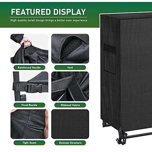 Yardyield 4Ft Firewood Rack Cover Outdoor Log Rack Covers 600D Windproof Heavy Duty Oxford Fabric Waterproof Cover For Wood Rack (Log Rack Not Included) #TOP2