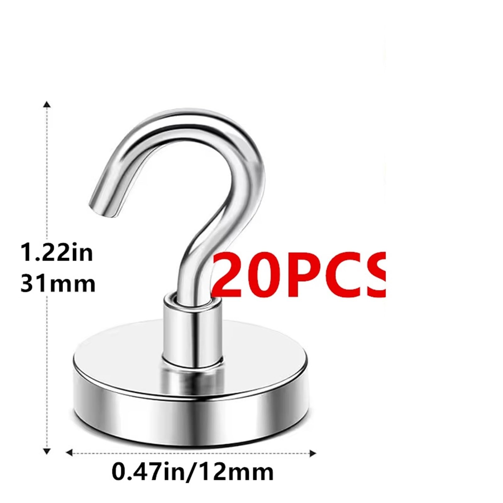 Genérico Ganchos magnéticos de 12/16/20 mm for oficina, escuela, garaje, hogar, cocina, uso multiusos(12mm-20PCS)
