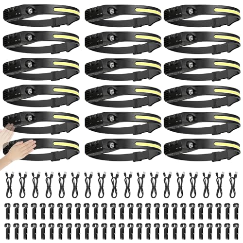 Lampe frontale rechargeable 230° avec détecteur de mouvement pour casque de travail (Lot de 18)
