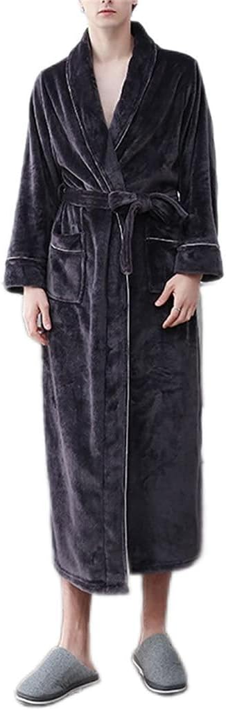 Autumn and Winter Bathrobe Nightgown Men's Warmth Thick Flannel Plus Size Men's Comfortable Robe Home Service