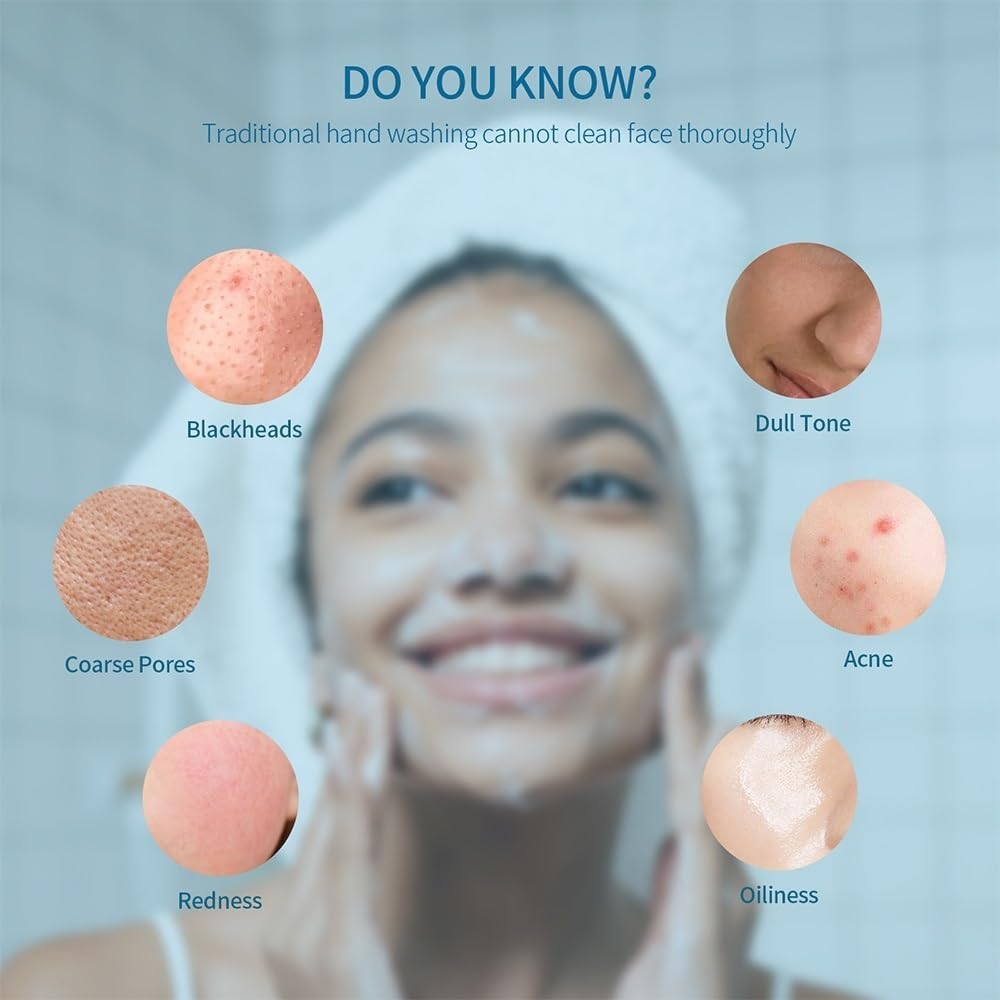 Electric Facial Cleansing Brush Silicone Ultrasonic Vibration Face Cleanser Deep Pores Blackhead Cleaning Washing Skin Massager (Color : Pink)