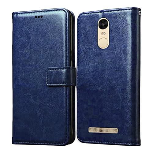 Image of Flip Cover Back Case for Mi Redmi Note 3 | Premium Leather Finish | Inbuilt Pockets & Stand | Flip Cover Back Case for Mi Redmi Note 3 (Blue)
