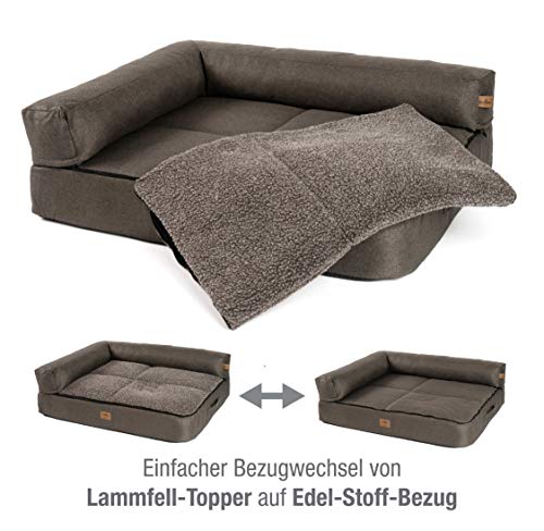 JAMAXX Premium 4-in-1 Hunde-Sofa - Orthopädische Couch mit Memory Visco Schaumstoff, abnehmbare Polster, Extra-Dicke Polsterung, Wechsel-Bezug, Waschbar, PDB3015 (L) 110x80x10 ECO braun