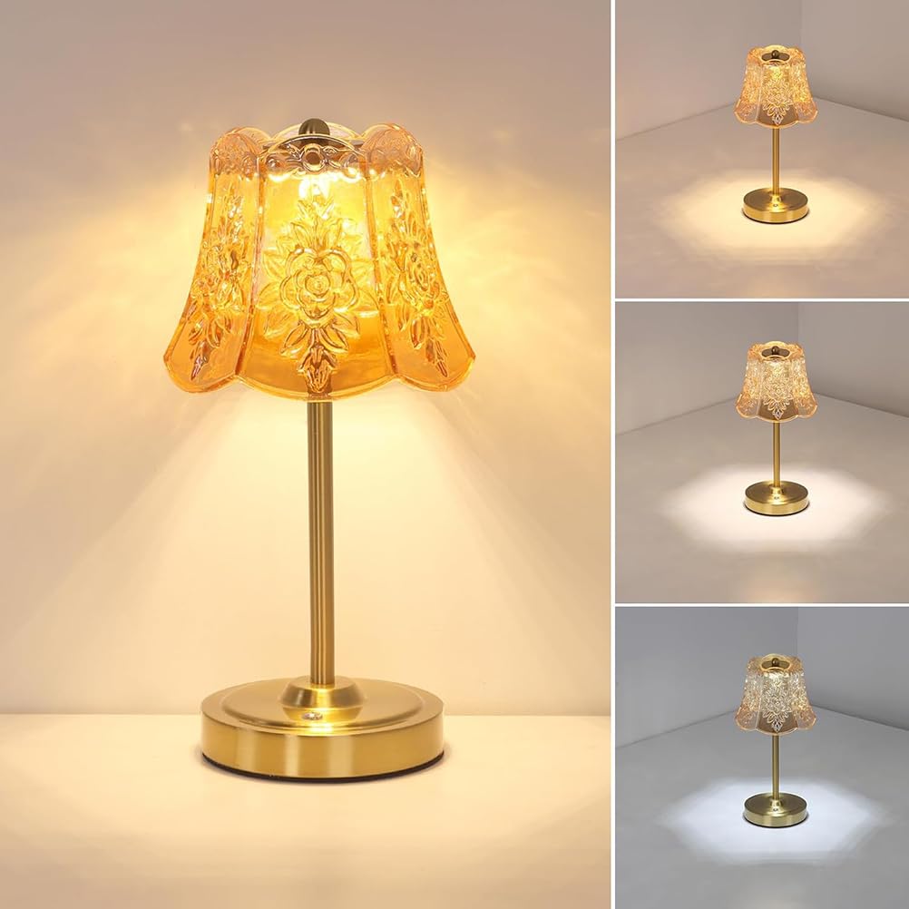 Lampe de table LED haut de gamme avec abat-jour en verre