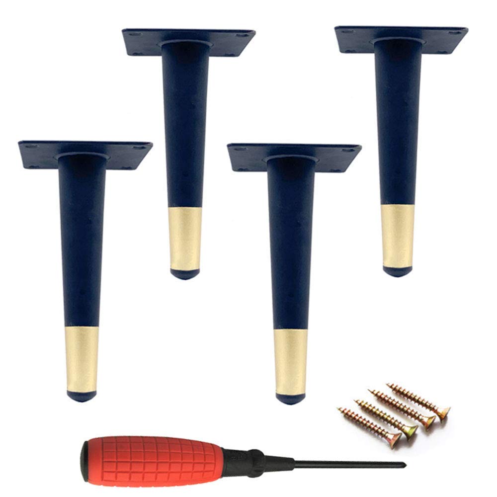 Gambe per mobili in Metallo, affusolate, per Divano, Armadio, Tavolo, con Base in Ottone, carico Massimo 800 kg, Set di 4, Cono Dritto 40 cm/15,7 Pollici