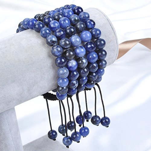 Image of Massive Beads Natural Healing Power Gemstone Crystal Beads Unisex Adjustable Macrame Bracelets 8mm