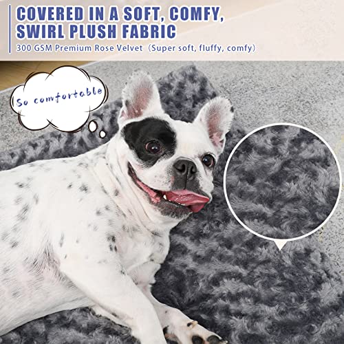 KSIIA Hundebett kleine Hunde, Waschbar, Hundekissen flauschig, Hundematte, rutschfeste Unterseite, atmungsaktiv, Haustierbett, Dunkelgrau 60x45cm