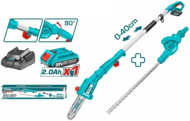 Generic TPTS201681 20V Lithium-Ion Cordless Pole Saw and Hedge Trimmer kit components
